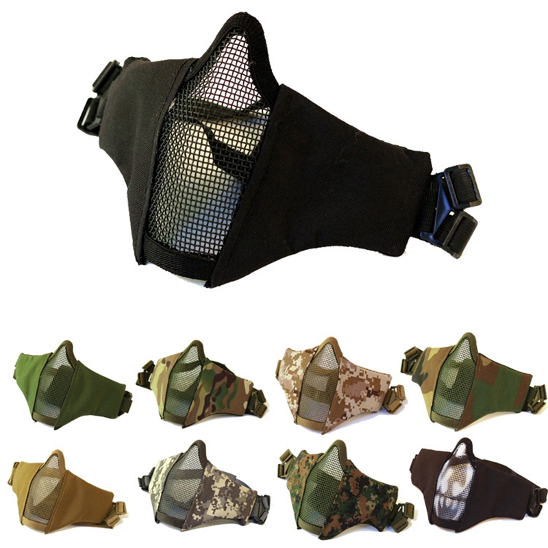Camo Face Paint - Adjustable Military Tactical Protective Mesh Half